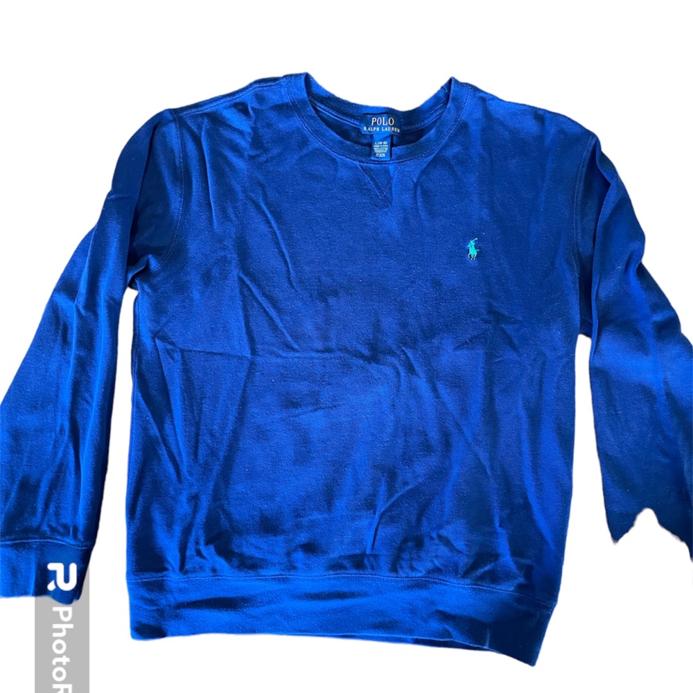 Youth boys L Polo Ralph Lauren royal blue LS pullover shirt.